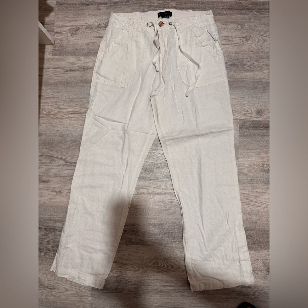 Sanctuary women’s White Drawstring Linen Chinos